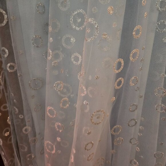 Unique Vintage Blue & Silver gritter Circles pleated Hilty Skirt Sz 5X - Picture 6 of 7